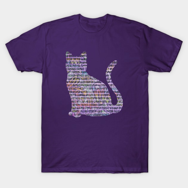 Graffiti Wall Cat T-Shirt by KayBee Gift Shop